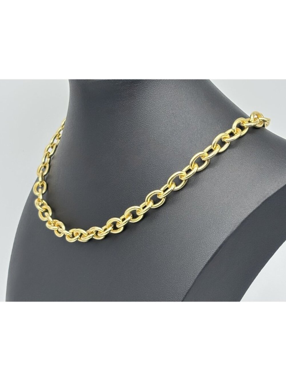 Chunky Links Chain Necklace Gold Tone Metal Toggle Bar Clasp Possibly Gold Plate - Picture 6 of 13